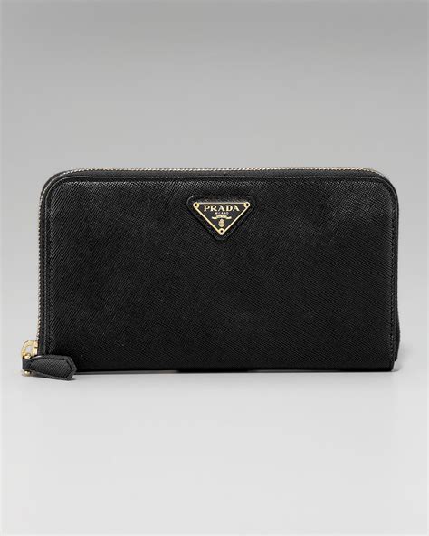 prada black zip around wallet|authentic prada wallet.